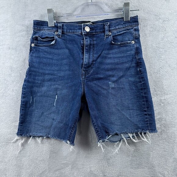 Express Original Girlfriend Shorts Womens Size 6 High Rise Distressed Blue - Picture 1 of 10